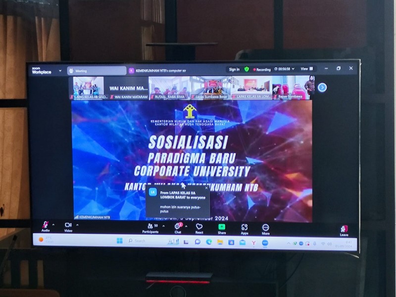 Foto Slide Presentasi Kepala BPSDM Kumham, Razilu saat Memberikan Arahan pada Kamis (05/09/2024) kepada Kepala Kantor Wilayah Kemenkumham NTB, Parlindungan, beserta Jajaran serta Seluruh Kepala UPT Se-Pulau Lombok di Aula Kantor Wilayah Kemenkumham NTB (Sumber: Humas Lapas Kelas IIB Selong)